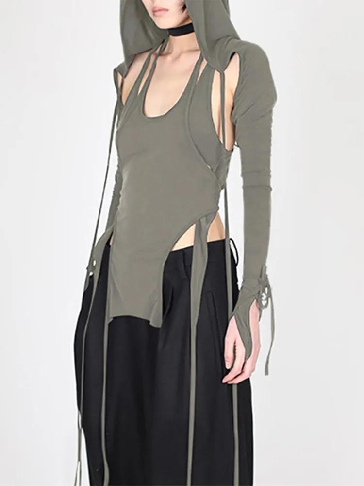시즌 투피스 세트 여성용 여름 의류 renulum Off-shoulder Splicing Vest + Even The Sleeve Cap Streetwear 2022 ASTS85470